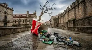 Primo regresa al casco histórico de Lugo con una intervención que cuestiona el consumismo
