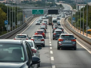 Seis coches abonda para bloquear a entrada a Vigo