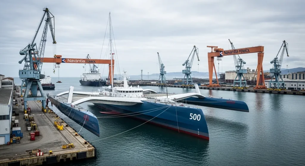 Llega a Ferrol el trimarán más grande del mundo