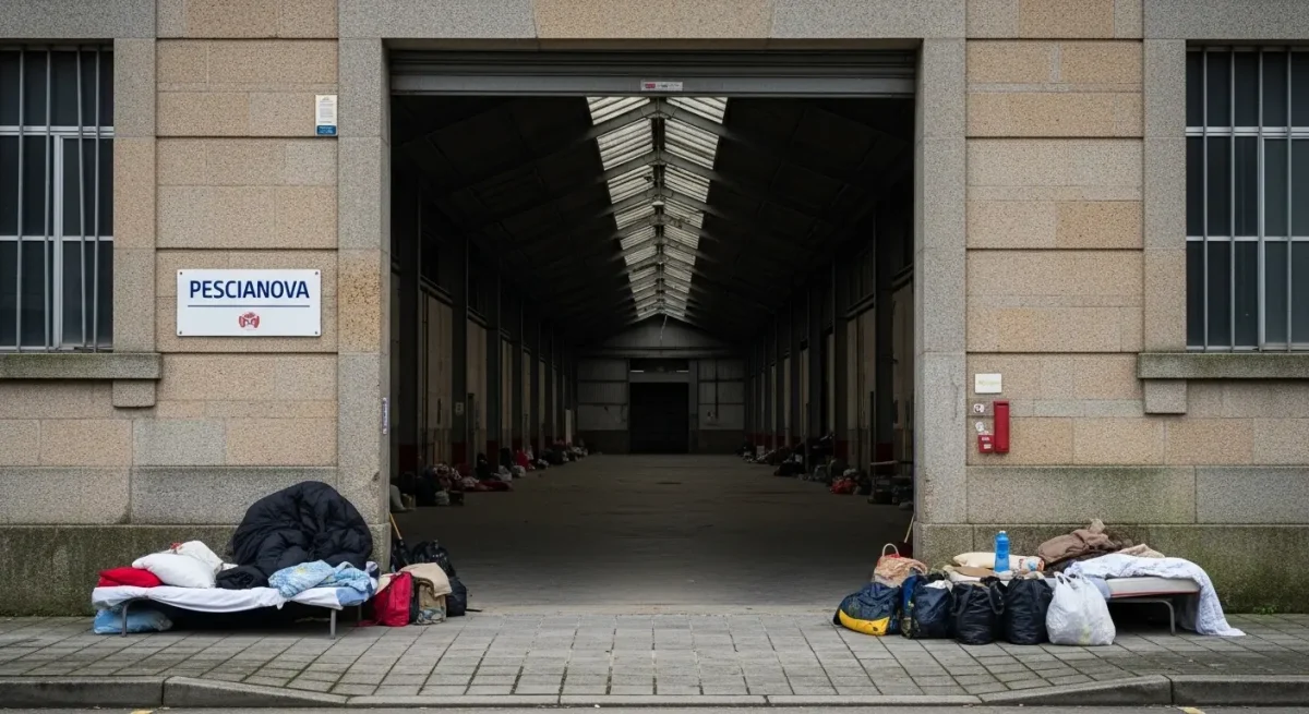 Vigo desplaza a los sintecho de la nave de Pescanova a la acera