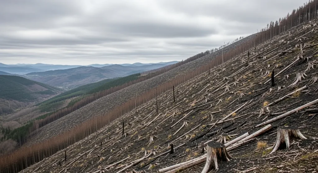 Manzaneda, marcado por la tala tras el fuego: paisaje irreconocible