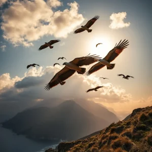 Un cento de voitres sobrevoa Porto do Son nun avistamento extraordinario en plena serra da Barbanza