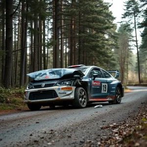 Accidente no shakedown de Pereiro de Aguiar: o campión do rally retírase
