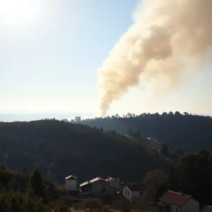 Columnas de fume visíbeis desde quilómetros: o incendio de Padrón activa o protocolo aéreo galego