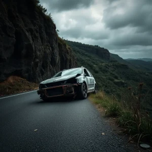 Un condutor fina ao despenarse o seu coche nunha estrada de Trabada