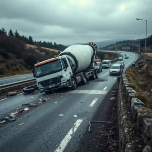 Accidente múltiple en Gustei deixa varios feridos: colisionan unha formigoneira e cinco vehículos