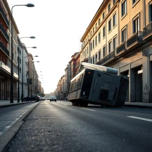Accidente laboral en Santiago: envorca unha máquina elevadora e un operario resulta ferido