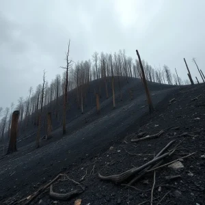 Un raio sen chuvia queima o monte de Ribas de Sil: máis de vinte hectáreas queimadas