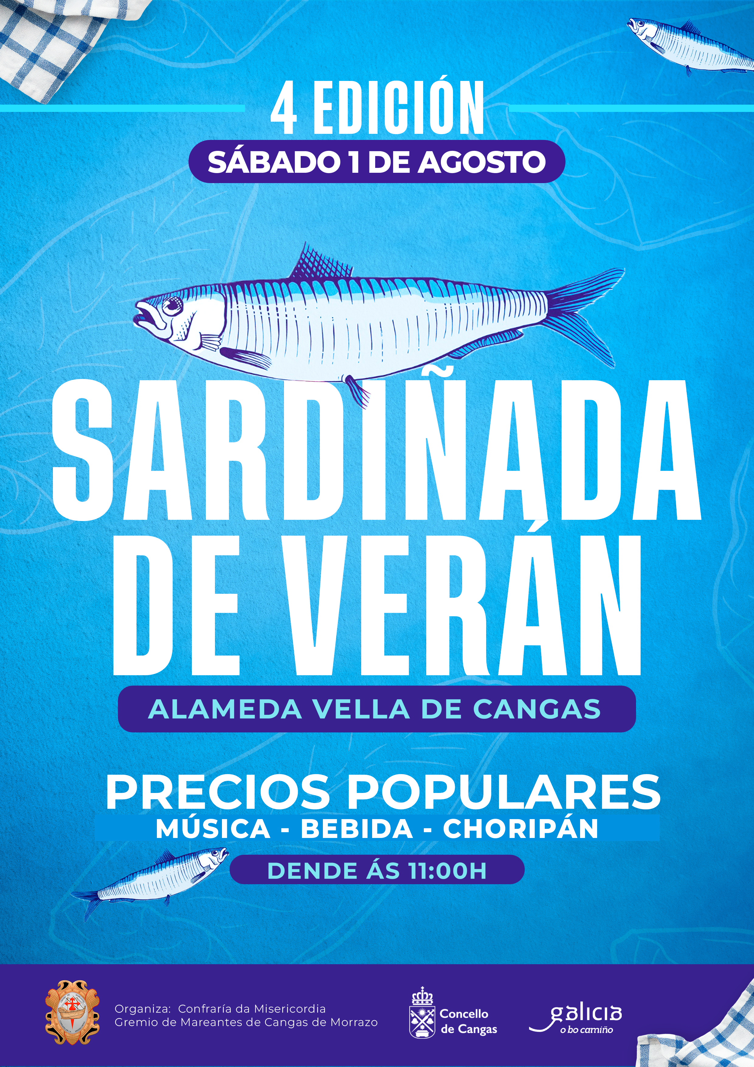 La IV Sardiñada de Verán de Cangas agota todas sus raciones y reivindica la cultura marinera