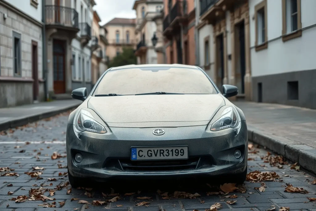 Imane Boulfarah observa este sábado el coche que acabó de pagar en julio, cubier