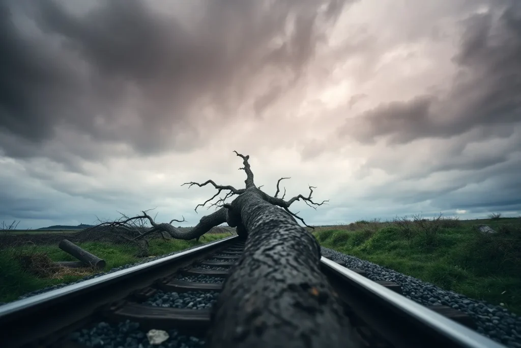 Un árbol detiene el Feve en Ortigueira: un herido leve y línea cortada