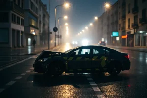 Triplo risco en Vilalba: un condutor sen carnet e con alcohol provoca un espectacular accidente