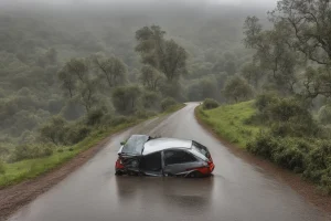 Una conductora de 59 años queda atrapada tras volcar su turismo en la OU 212, en