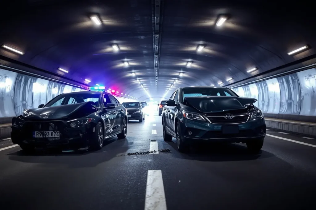Caos nos túneles de A Madroa: un choque en cadea paraliza a AP-9 á saída de Vigo