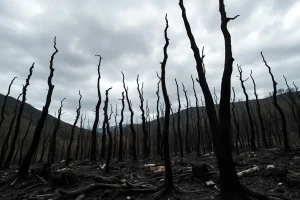 A pegada do lume pervive un ano despois nos montes de Ourense