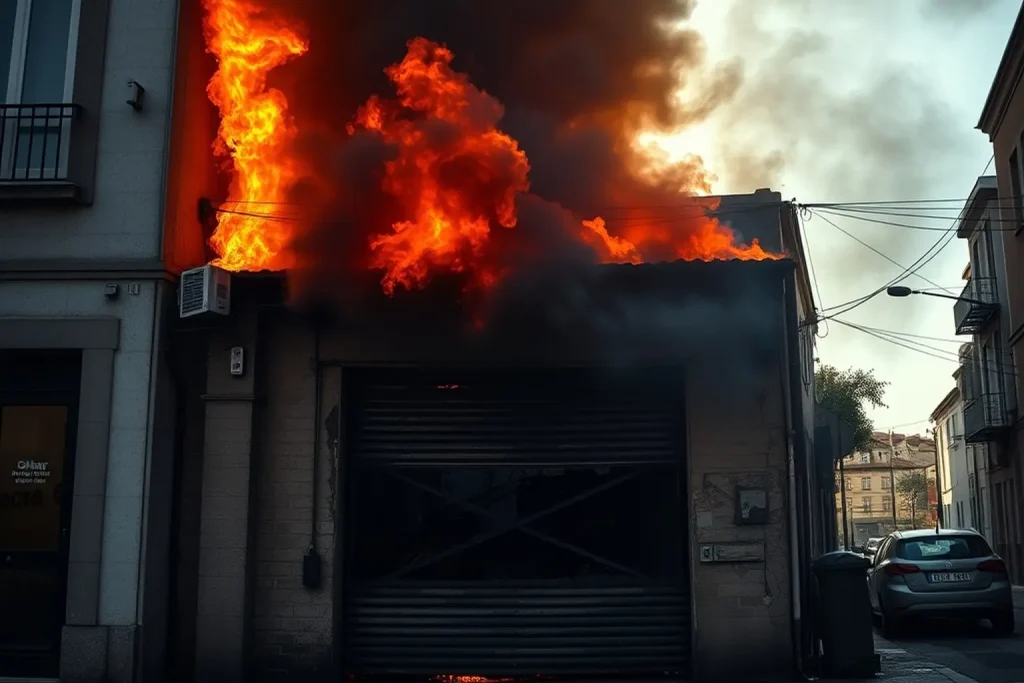 Un incendio nun garaxe de O Couto obriga a mobilizar aos bombeiros: a fumareda era visible desde todo o barrio