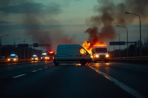 Tragedia en la A 6 a la altura de Lugo: un furgón arde tras impactar contra una